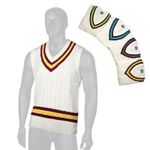GM Unisex Classic Cable Knit Trimmed Sleeveless Cricket Slipover - Free P&P