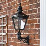 Black Victorian Wall Mounted Lantern on Bracket - 69cm Outdoor Garden Wall Light