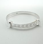 Solid 925 Sterling Silver Heart Bangle Baby Girl Expandable Bracelet New