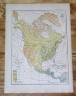 1918 ORIGINAL ANTIQUE MAP OF NORTH AMERICA USA CANADA CLIMATE WEATHER METEO