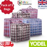 5 X Extra Large Laundry Zipped Reusable Strong Shopping Storage Bags Assorted UK