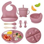8 Pcs Baby Feeding Set Silicone Led Weaning Supplies Utensils Cup Bowl BPA Free