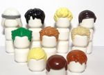Lego 10 Hair Wig Boy Man Minifigure Black Blonde Ginger Brown Green White Set A