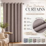 Linen Curtains Eyelet 100% Blackout Thermal Insulated Bedroom Curtain 2 Panels