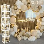 60Pcs Baby Shower Decorations Neutral, 6 White Transparent Baby Balloon Boxes