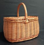 Traditional Wicker Storage Basket Shopping Picnic Lid Handle Oval