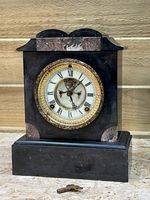 Antique mantle clock Ansonia  Co U.S.A. slate & marble Visible Escapement C1882.