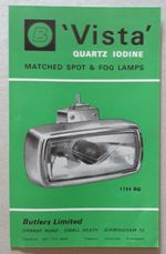 Butlers Vista Spot & Fog Lamps Brochure c.1968