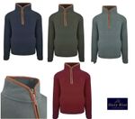 Hazy Blue Mens Hamilton Half Zip Heavy Weight Fleece Pullover with Zip Pockets