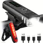 Mountain Bike Waterproof USB Rechargeable Bicycle LED Torch Front Rear Light Set