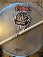 Kreator  (Ventnor)    *HAND SIGNED*    Drumhead  / Drumskin + stick