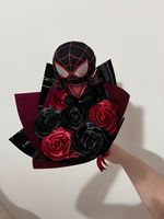 Spider-man, miles morales eternal ribbon roses with plush bouquet