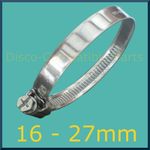 Stainless Steel Hose Clamp / Jubilee Clip 16 - 27mm Automotive Grade