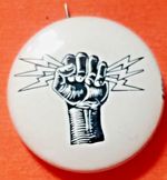 BLACK PANTHER PARTY FOR SELF DEFENSE 1966 7/8" black hand with lightning Button