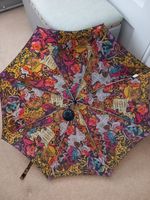 Vintage Gremo German Multi Coloured Floral Vibrant Print Umbrella