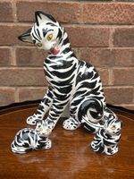 Vintage Italian Ceramic Cat & 2 Kittens Figurines Hand Painted | Made in Italy
