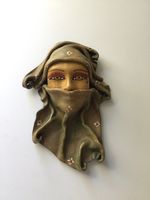 Handcrafted Middle Eastern Moulded Leather Female Face Hanging Wall Mask Art