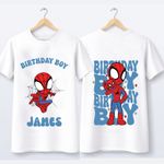 New Boys Personalised Birthday Boy Spider Superhero T-Shirt Name Tee Top Gift