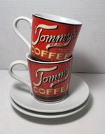 Tommy's Brand Coffee Cup & Saucer HRS Enterprises 4 Piece Set