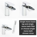 1 Hole Mono Bath Filler/Shower Mixer Waterfall Open Spout Alford Range Unique