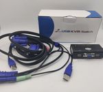 KVM-21UA 2-Port USB 2.0 Cable KVM Switch Black LED Indicator with Control Button