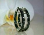 2Ct Round Lab Created Black Diamond Women's Hoop Earrings 14K White Gold Finish