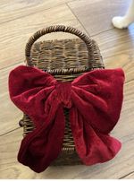Home Bargains Rattan House Basket With Red Bow Xmas New with tag 
