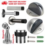 Door Stop Heavy Duty Projection Floor Skirting Rubber Stopper Chrome Satin Stops