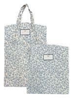 Agua Bendita Blue Floral Print Garment Bags Set of 2 Cotton Travel Storage Tote