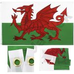 Large Welsh Flag 5ft x 3ft Wales National Red Dragon Rugby Football Caravan 5x3