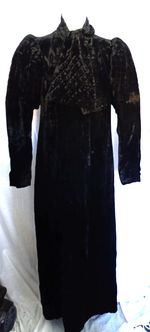 Vintage Antique? Black Crushed Velvet Full Length Opera Coat Size S