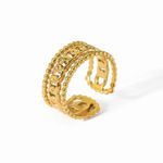 18ct Gold Plated Resizable Cuff Gold Three Layer Adjustable Ring Jewelry Women