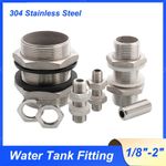 304 Stainless Steel BSP Bulkhead Water Tank Fitting Water Tank Fitting 1/8"-2"