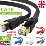 FLAT CAT8 Shielded 2000MHz 40Gbps Ethernet LAN Ultra HighSpeed Cable RJ45 Lot