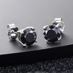 Rare 4.28 Ct Certified Black Diamond Solitaire Stud Earrings In 925 Silver