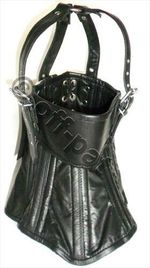 GENUINE LEATHER STEEL BONED NECK CORSET / COLLAR /  HOOD
