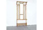 Vintage Rattan Hallway Coat Rack and mirror - Mid century bamboo coat hooks