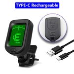 Rechargeable Clip-On Tuner for Guitar, Violin, Ukulele, Bass, Banjo