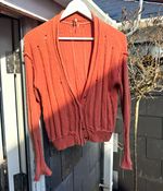 Free People Pink Cotton Knit V-Neck Long Sleeve Cardigan Jumper Size XS