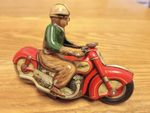 Schuco Curvo 1000 Vintage Tin Wind Up Motorcycle Toy Rider US Zone Germany 1950s