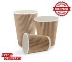 Disposable Takeaway Coffee Cups Kraft Triple Wall Hot Drink Cups 8oz,12oz, 16oz