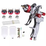 Spray Gun Paint Gun Tool Kit HVLP Gravity Feed Air 1.4mm 1.7mm 2mm 3 Nozzles UK