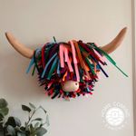 Wall Mounted Highland Cow Head - Multi Coloured Felt ideal Gift Voyage