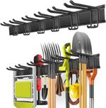 Garage Garden Tool Holder Storage Rack Shed Wall Mounted Organiser Long Hooks