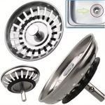 2x Stainless Steel Replacement Kitchen Sink Drain Strainer Drainer Waste Plug