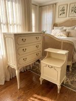 French Lois Style Vintage Drawers and bedside table Cream Gold