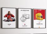 3 Pack Lewis Hamilton Inspired Wall Art Poster - Formula One F1 A4 - A3 A2 A1