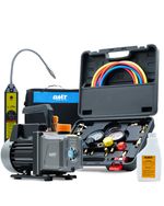 4CFM 1/3HP Vacuum Pump HVAC Refrigeration Auto AC w/ Manifold Gauge Set & Bag
