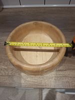 24cm x 10cm Thick Wooden Salad Bowl. Hand Carved. Natural Wood.