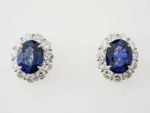 3.25 Ct Oval Cut Blue Sapphire Earring Wedding Earrings 14K White Gold